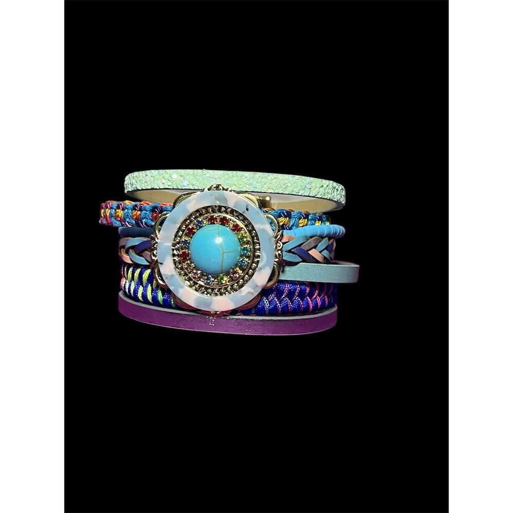 Handmade Boho Multi-Strand Leather Wrap Bracelet for Women with Turquois… - Picture 9 of 15